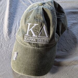 NWOT Kappa Delta Sorority Adams Adjustable Green Cotton Baseball Hat Cap Leather